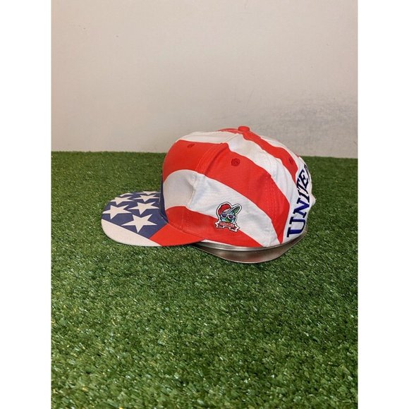 Vintage USA hat cap snap back mens all over print global caps block head - Picture 4 of 9